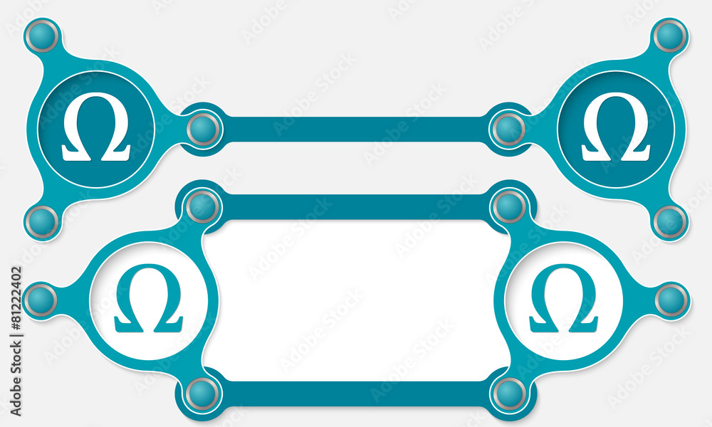 Two vector abstract text boxes for your text and omega symbol Two vector abstract text boxes for your text and omega symbol