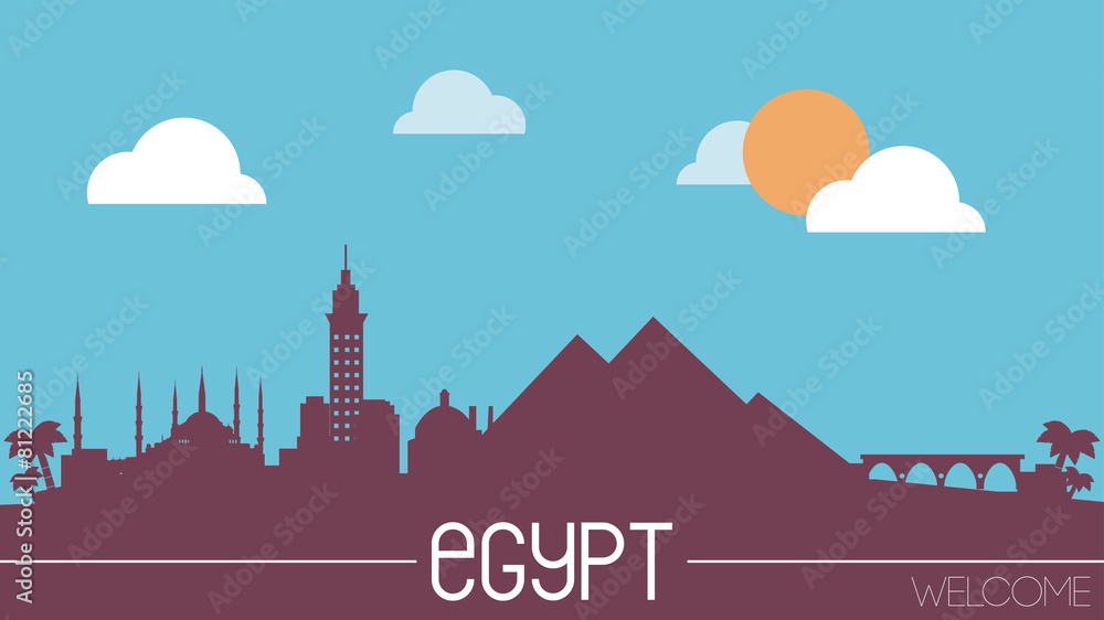 Egypt skyline silhouette flat design vector illustration