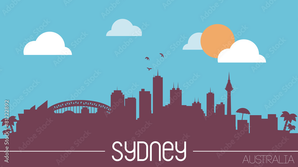 Sydney Australia skyline silhouette flat design vector