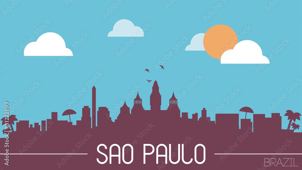 Sao Paulo Brazil skyline silhouette flat design vector