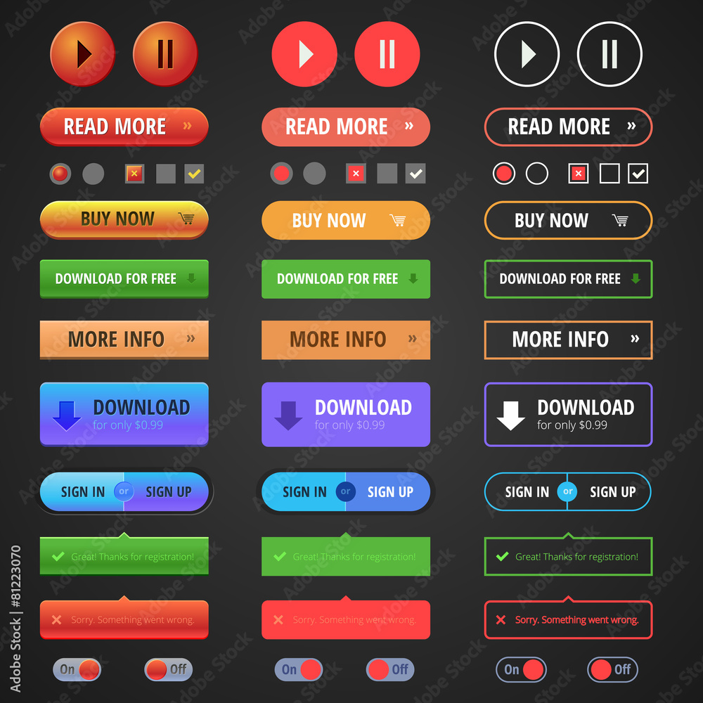 Flat user interface vector set for website development and Flat user interface vector set for website development and