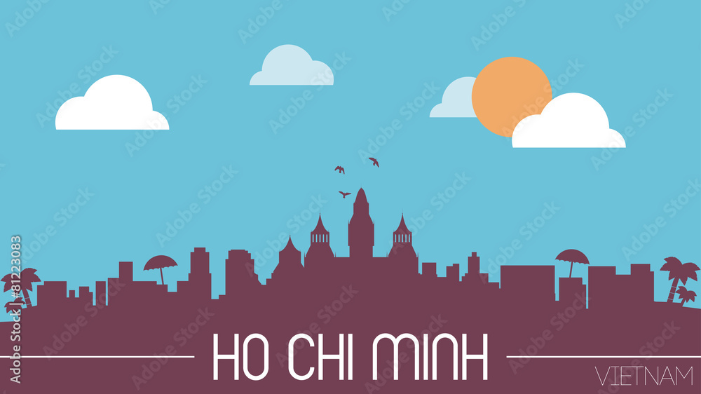 Ho Chi Minh Vietnam skyline silhouette flat design vector