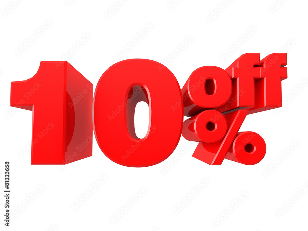 10% Promotional Sign Isolated on white background (3D render) 10% Promotional Sign Isolated on white background (3D render)