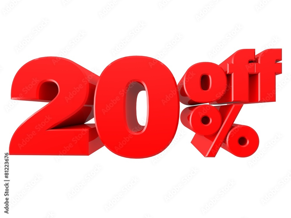 20% Promotional Sign Isolated on white background (3D render) 20% Promotional Sign Isolated on white background (3D render)
