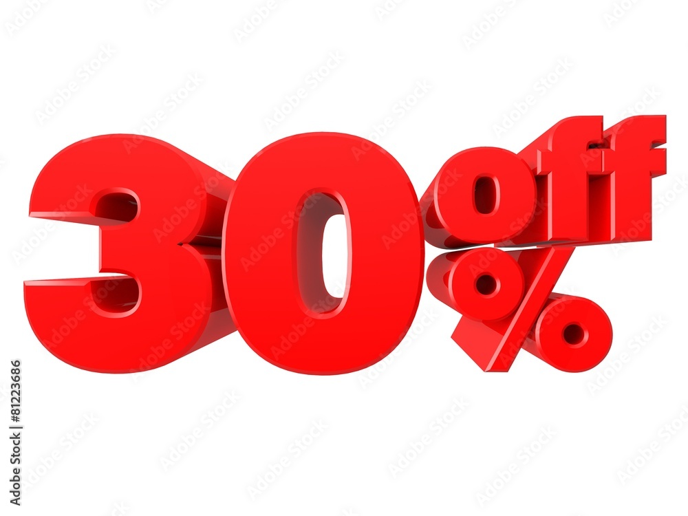 30% Promotional Sign Isolated on white background (3D render) 30% Promotional Sign Isolated on white background (3D render)