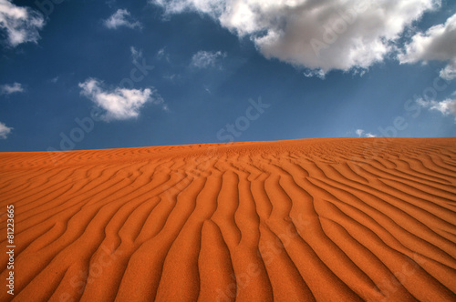 Extensive Desert Under Blue Sky and White Clouds