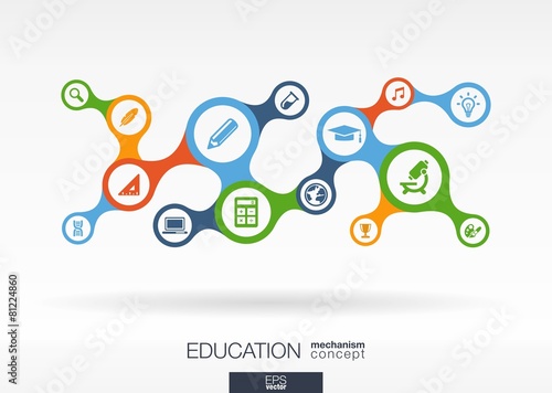 Education growth abstract background - connected metaball icons