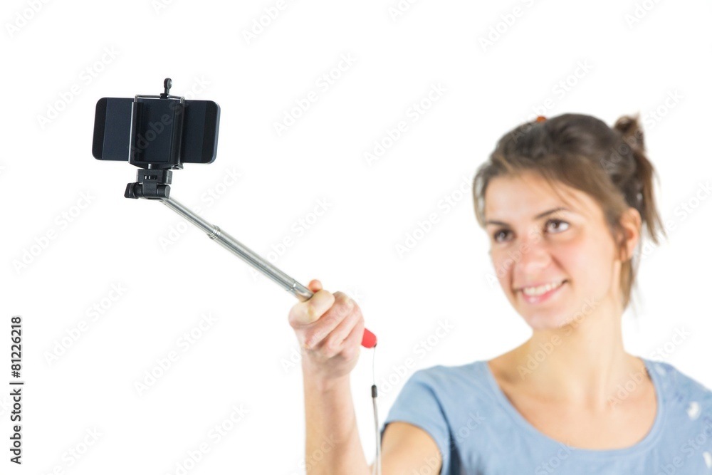 Casual brunette taking a selfie Casual brunette taking a selfie