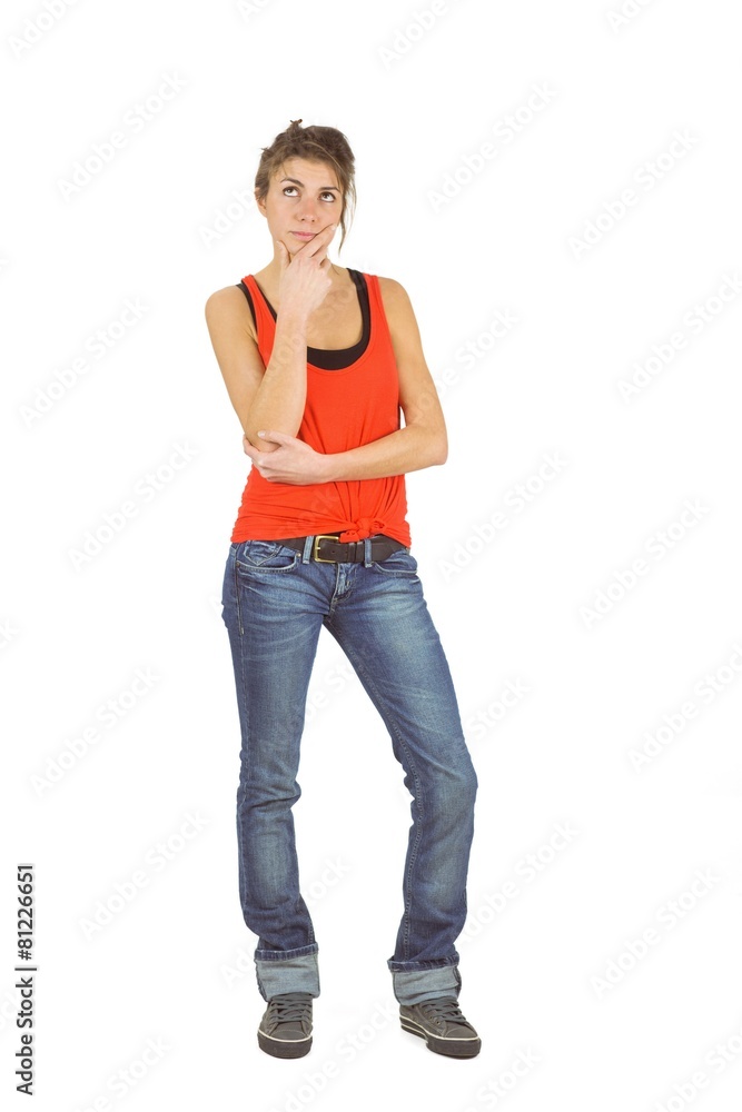 Casual brunette thinking Casual brunette thinking