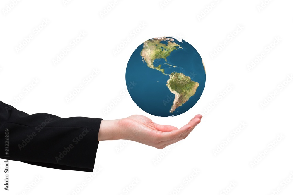 Composite image of businesswomans hand presenting Composite image of businesswomans hand presenting