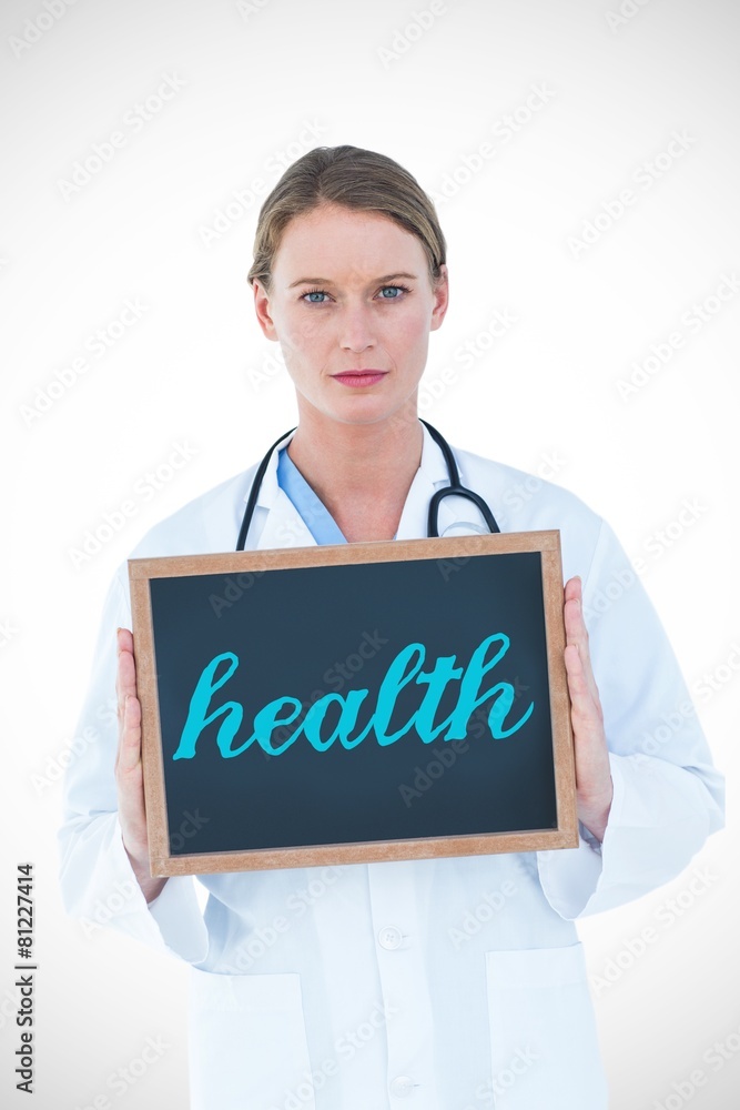 Health against doctor showing chalkboard