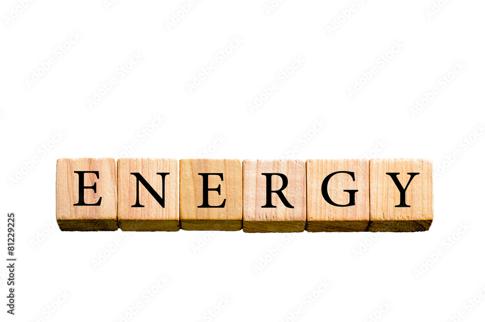 Word ENERGY isolated on white background with copy space Word ENERGY isolated on white background with copy space