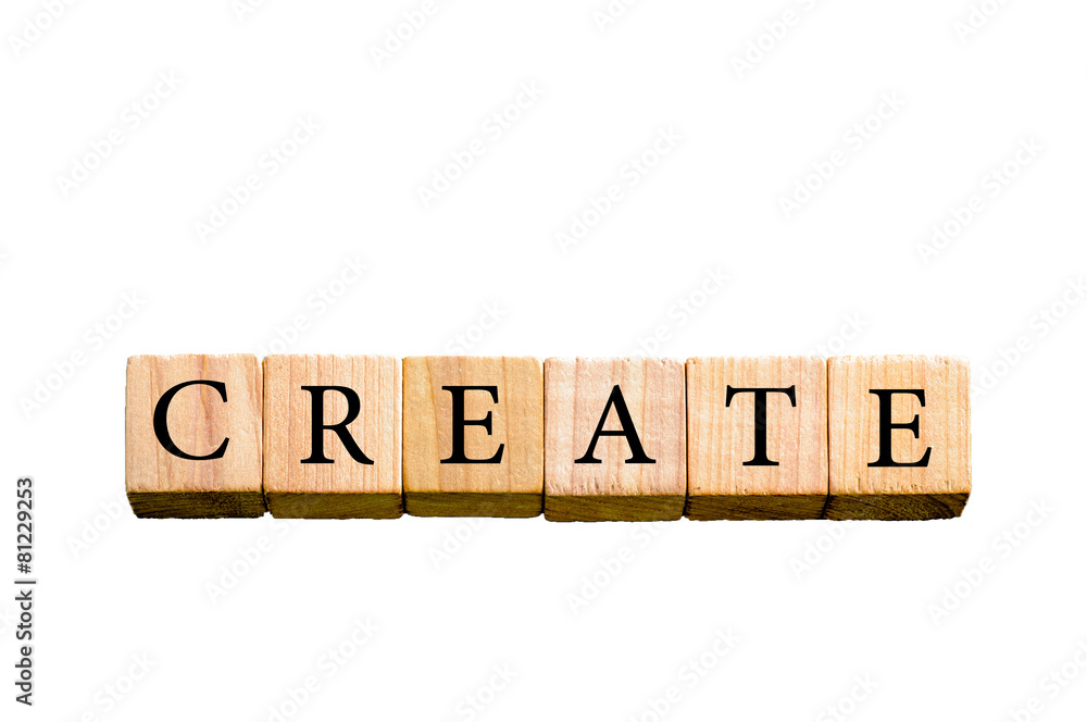Word CREATE isolated on white background with copy space Word CREATE isolated on white background with copy space