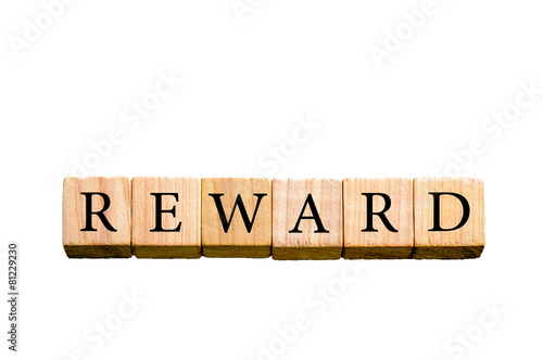 Word REWARD isolated on white background with copy space