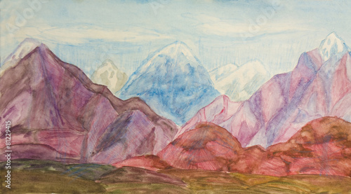 Coloured hills, painting