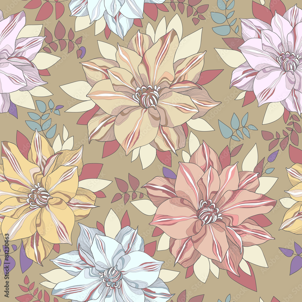 Seamless floral vector pattern. Seamless floral vector pattern.