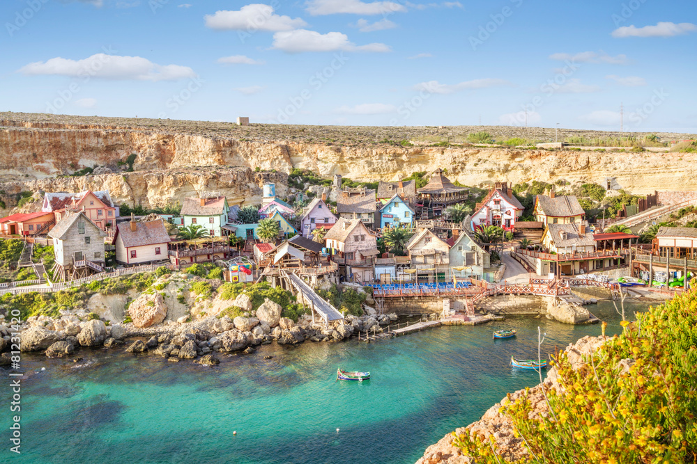 View over Popeye village, Malta