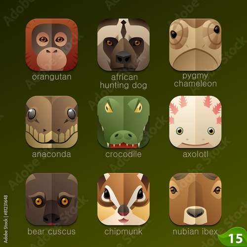 Animal faces for app icons-set 15