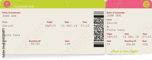 Vector image of airline boarding pass ticket