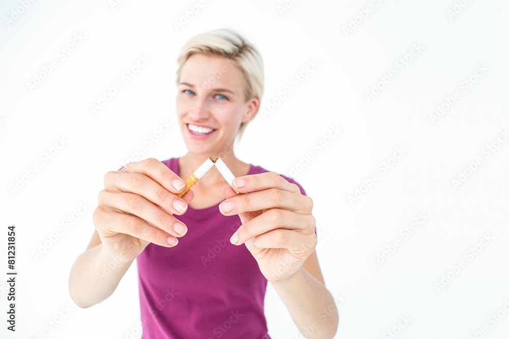 Pretty blonde breaking cigarette Pretty blonde breaking cigarette