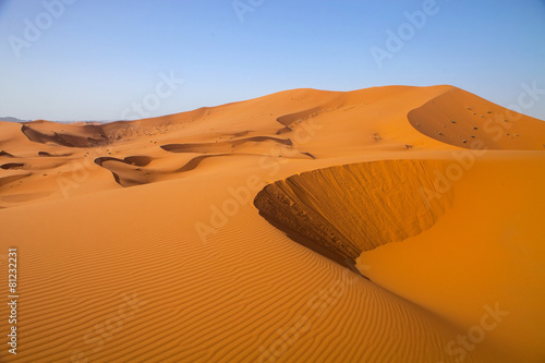 large dunes in the Sahara deformed by the wind  Morocco