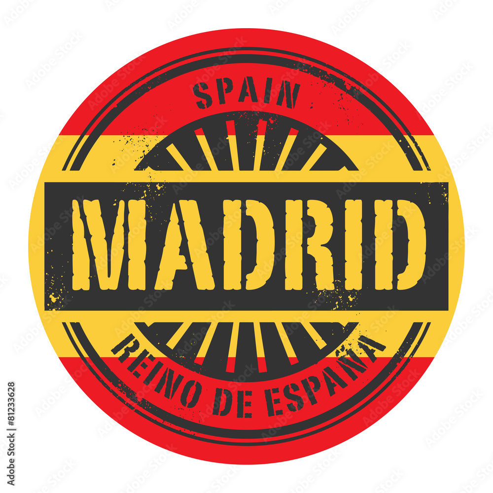 Fototapeta premium Grunge rubber stamp with the text Spain, Madrid