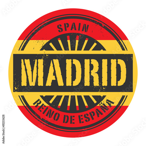 Grunge rubber stamp with the text Spain, Madrid