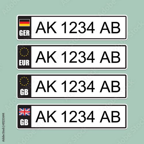 European license number plate