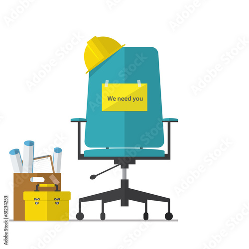 Flat design of job posting for engineer employment. Vector.
