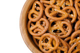 Isolated bowl of crunchy pretzels