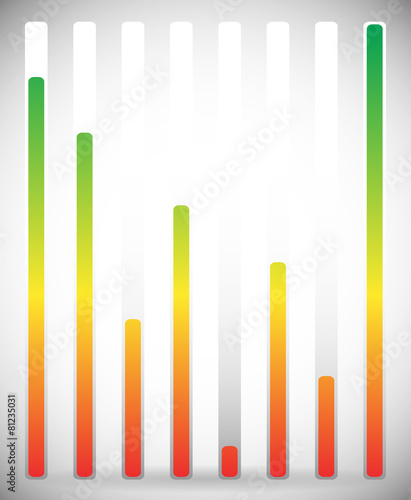 Vertical level indicator set with color code (Green at high leve