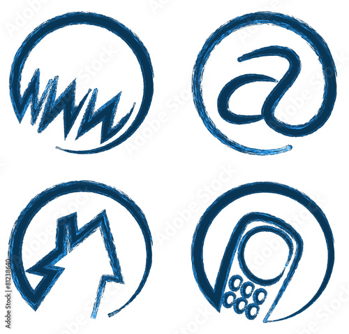 vector web icons for contact info, brush strokes