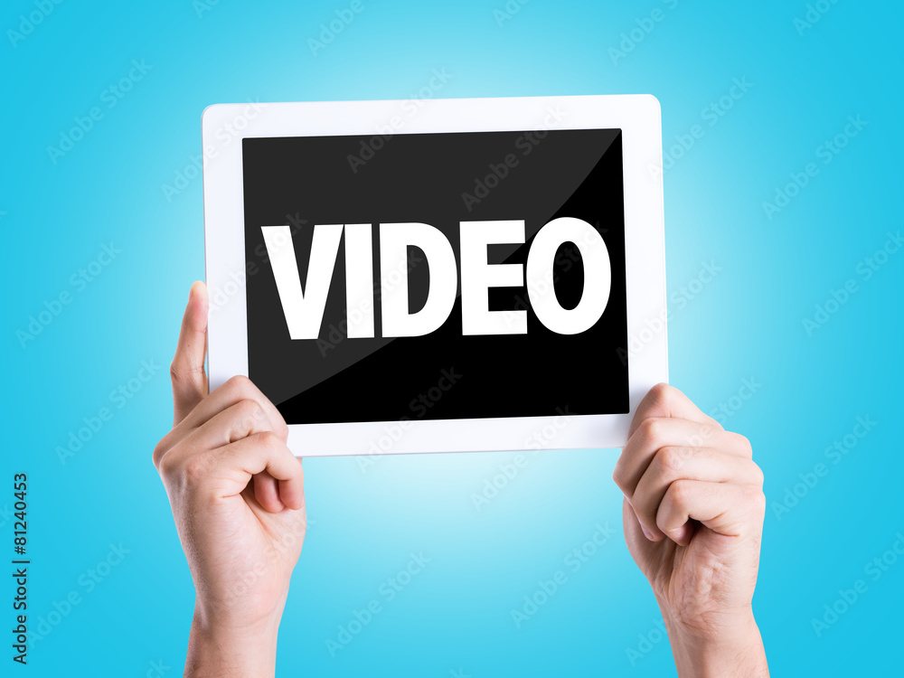 Tablet pc with text Video with blue background Tablet pc with text Video with blue background