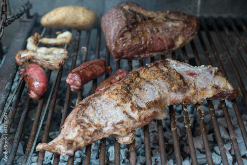 Argetine Asado  Barbecue, meat cooked over grill. Latin american photo