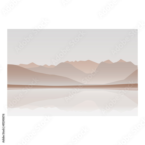 Mountain and ocean landscape background red