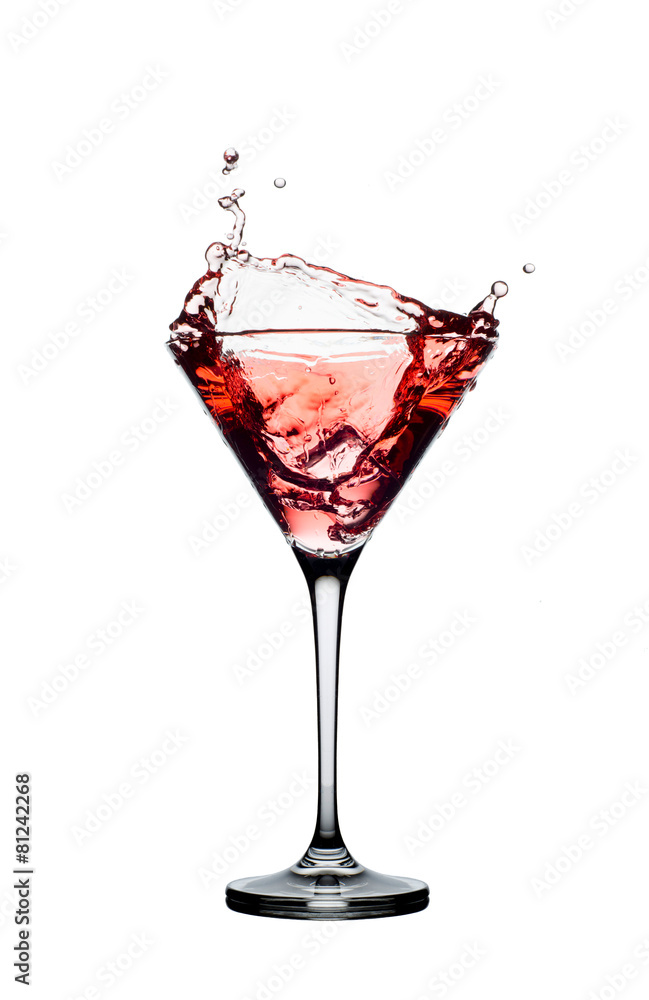 Red cocktail with splashes isolated on white Red cocktail with splashes isolated on white