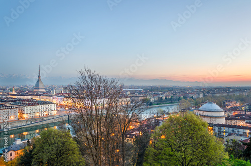 Turin (Torino), skyline at sunrise