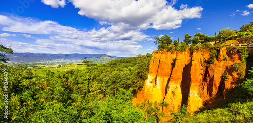 rocks of natural ochre in Roussillon, Provence,France