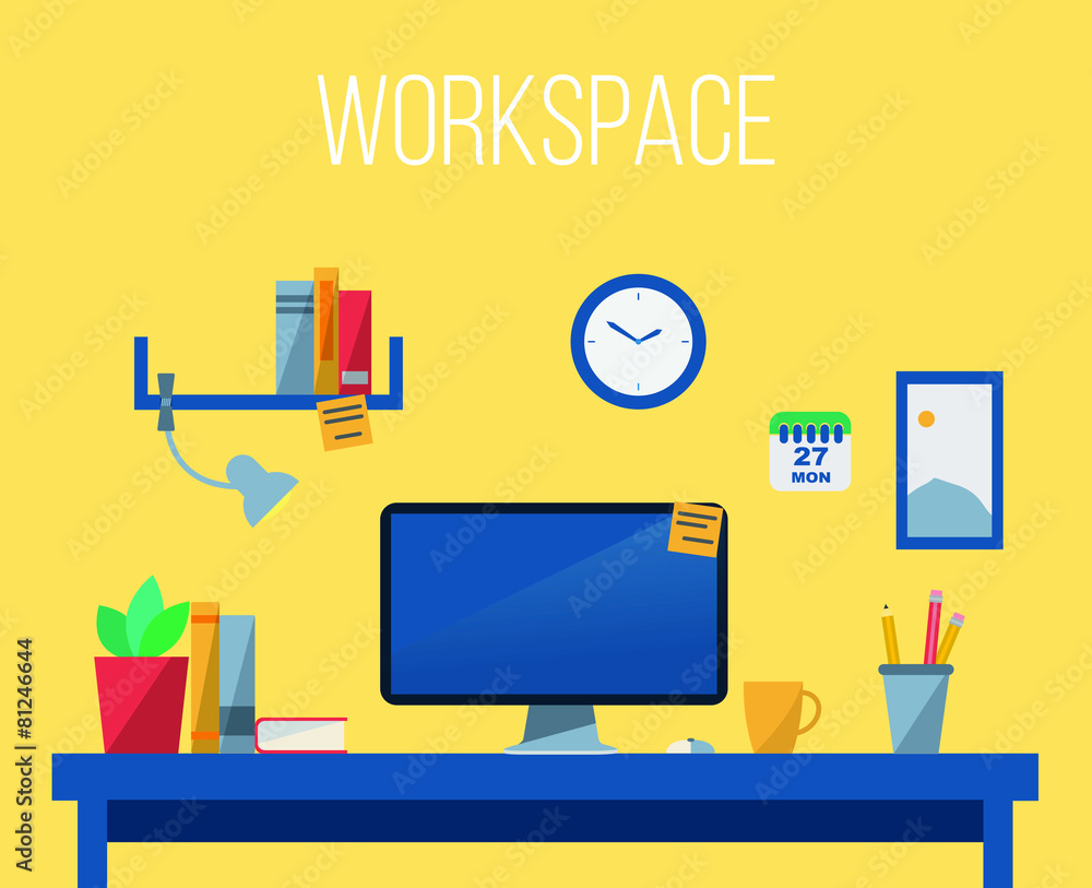 Flat design vector illustration of modern creative office Flat design vector illustration of modern creative office