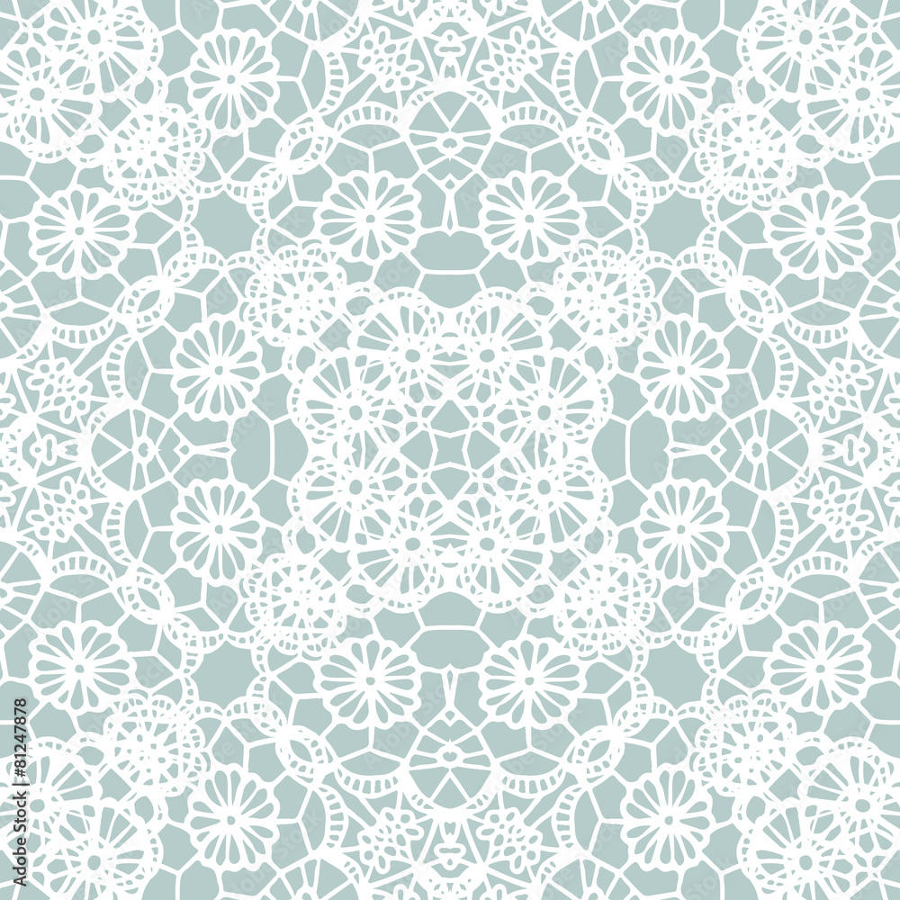 Fototapeta premium Lace white seamless mesh pattern.