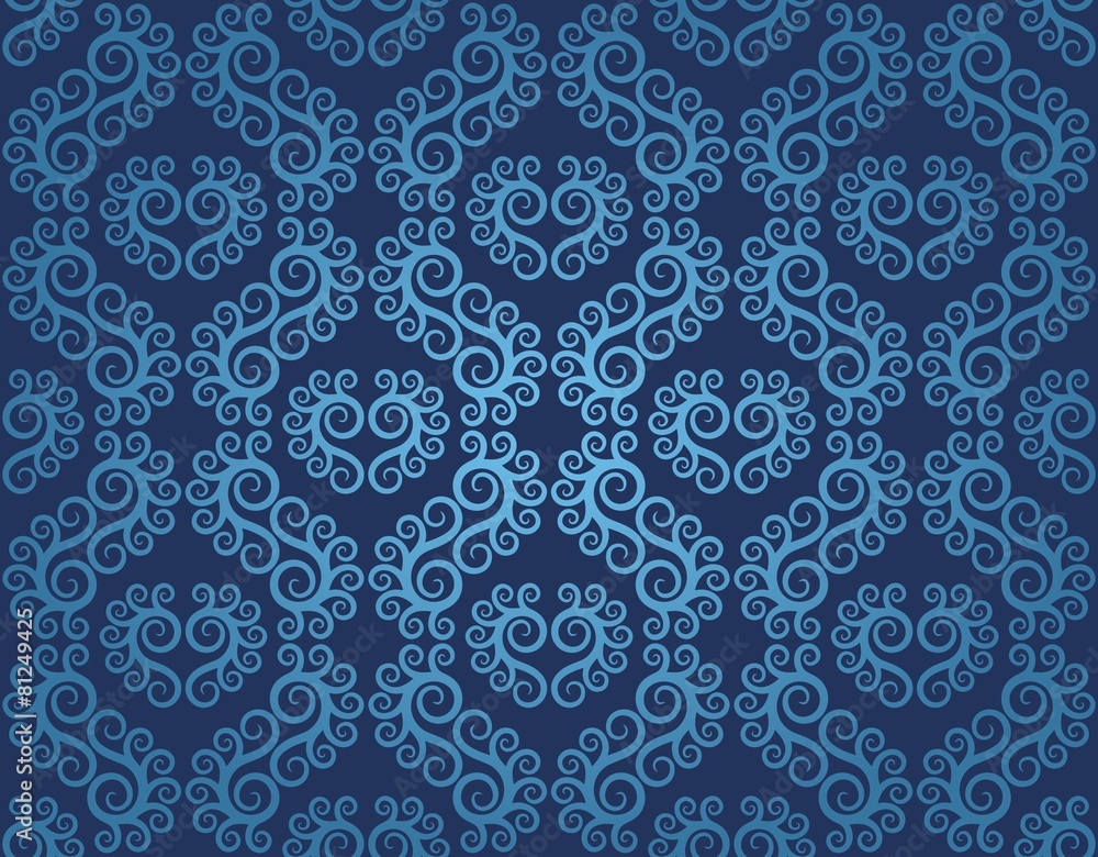 Seamless background with a blue ornament.