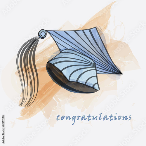 Mortar board in water colors