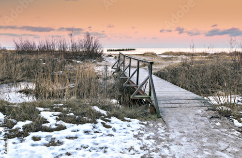 Colorful sunrise at a beach of the Baltic Sea, Latvia