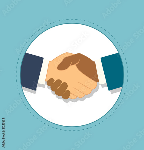 Vector handshake illustration. Partnership icon