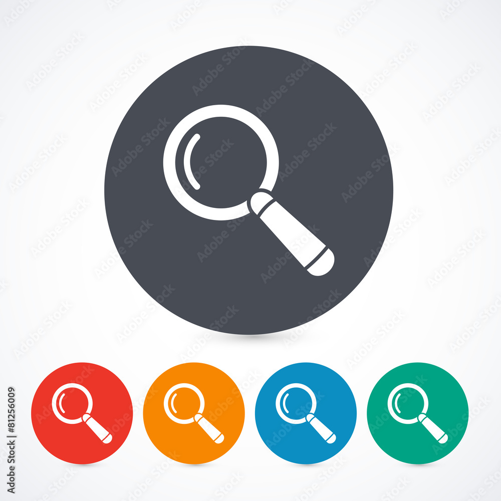 Magnify glass icons. 5 different colors Magnify glass icons. 5 different colors