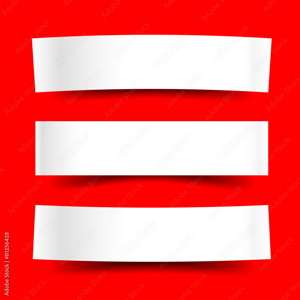 Abstract blank paper with shadow on solid red background