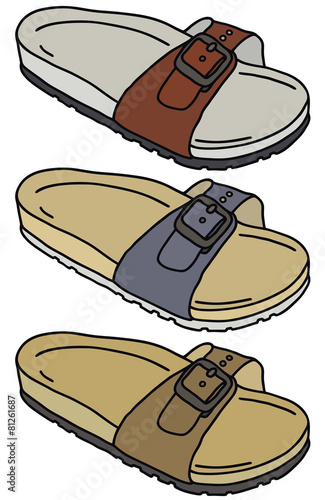 Hand drawing of three slippers