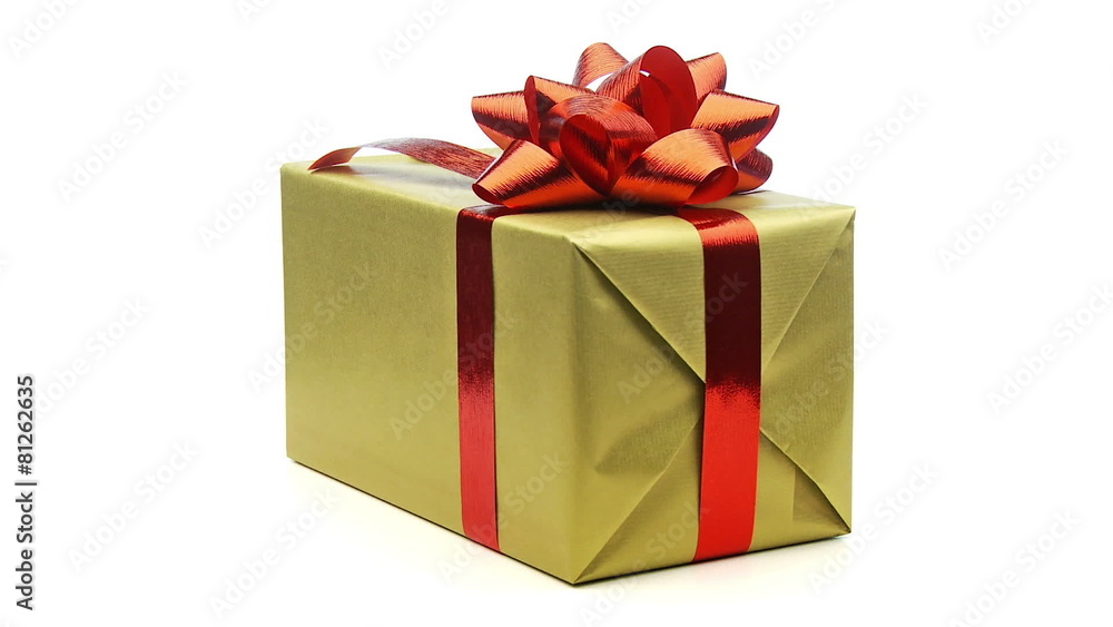 large single christmas present looping on white large single christmas present looping on white