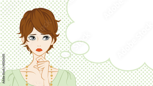Short Hair Women Suspicion,Speech Bubble