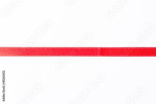 Red silk twisted ribbon in the form of line